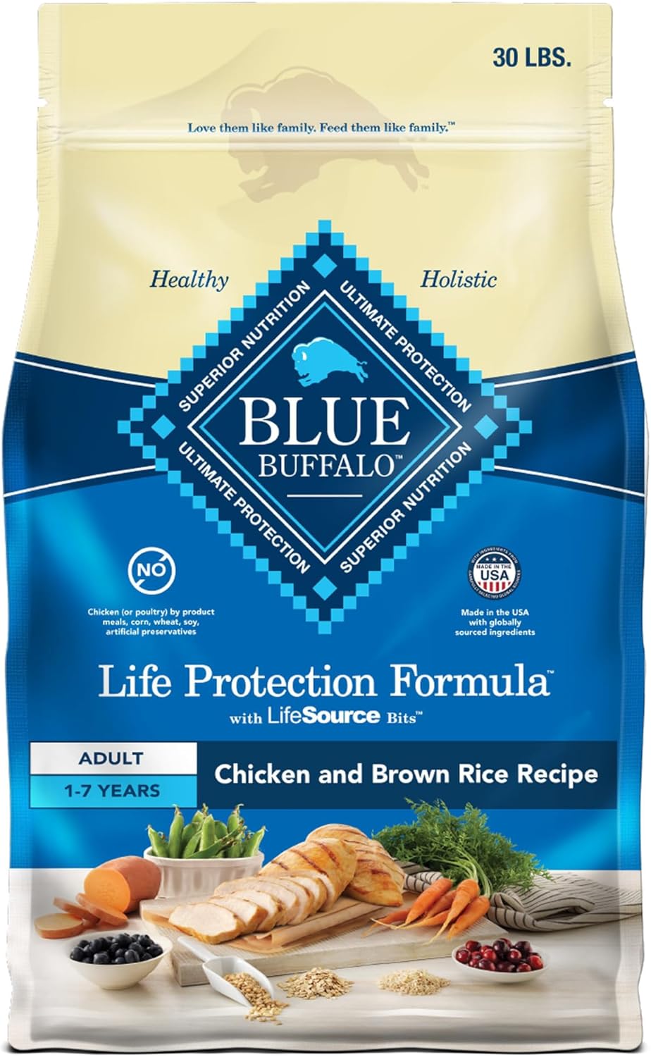Blue Buffalo Life Protection Formula Adult Dry Dog Food, Made with Natural Ingredients, Chicken & Brown Rice Recipe