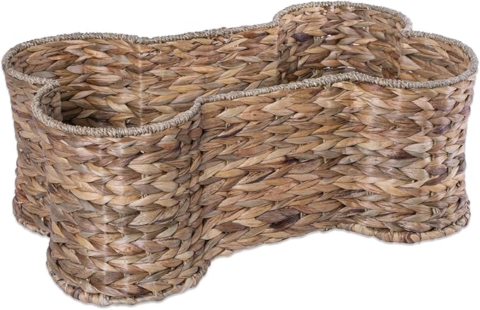 Bone Dry Pet Storage Collection, Bone Shape Hyacinth Toy Basket, Natural, Large