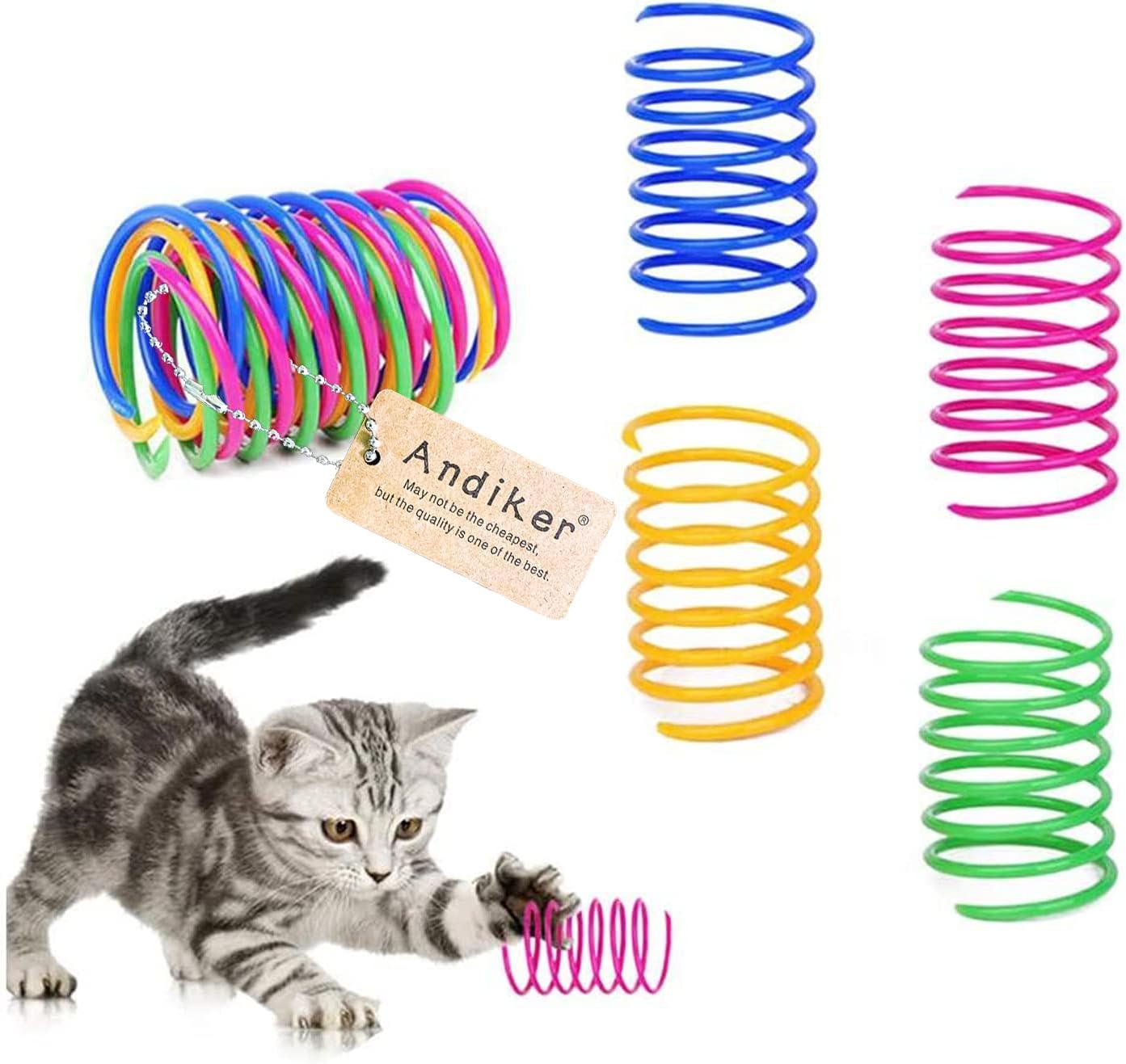 Cat Spiral Spring, Creative Toy to Kill Time and Keep Fit Interactive Cat Toy Sturdy Heavy Plastic Spring Colorful Springs Cat Toy for Swatting, Biting, Hunting Kitten Toys