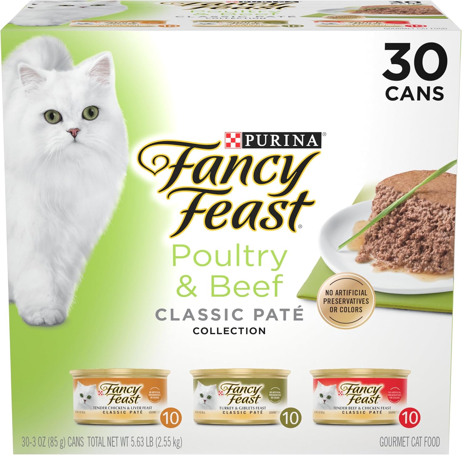 Fancy Feast Poultry and Beef Feast Classic Pate Collection Grain Free Wet Cat Food Variety Pack