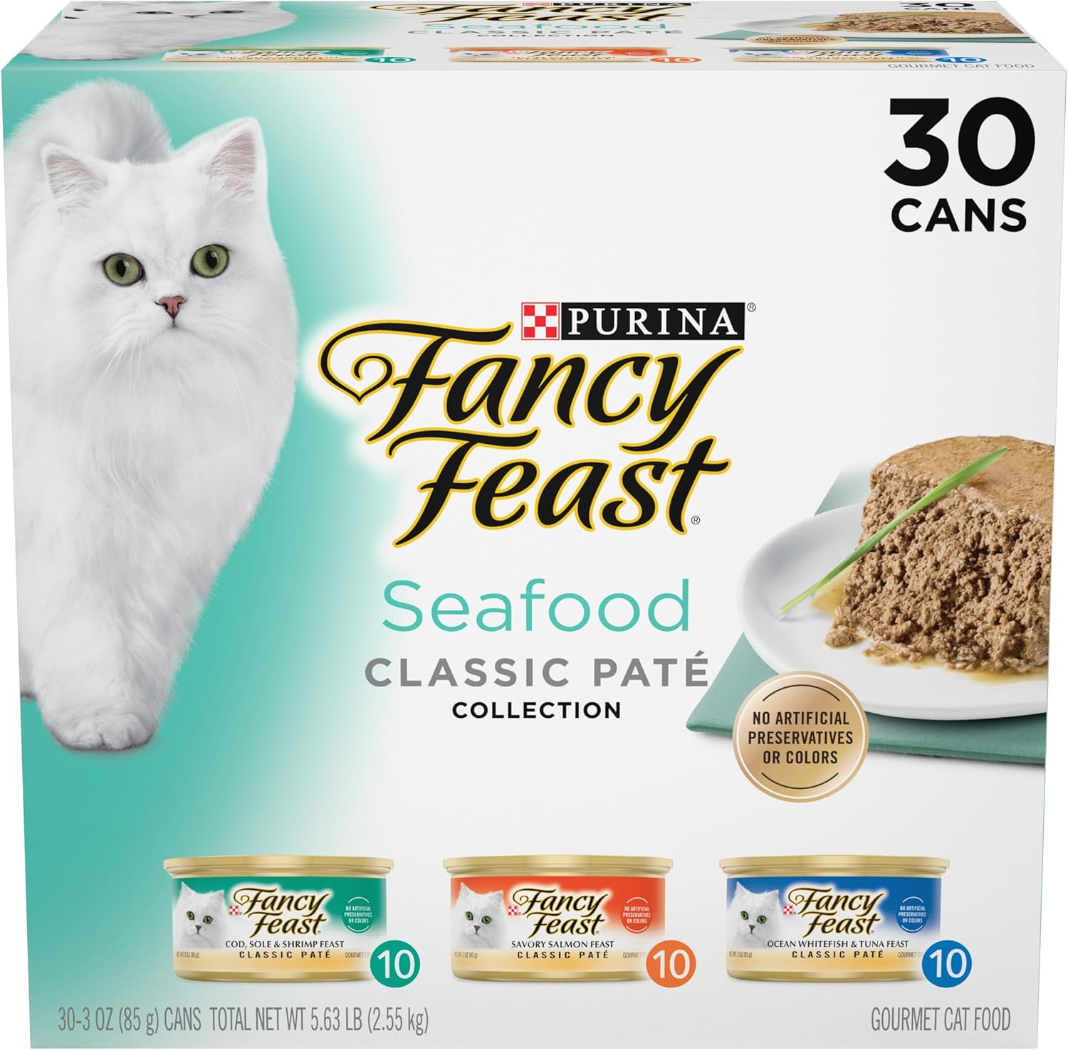 Purina Fancy Feast Seafood Classic Pate Collection Grain Free Wet Cat Food Variety Pack